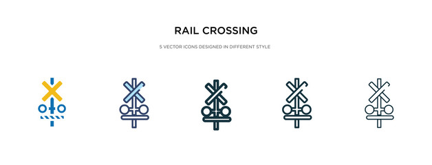 rail crossing icon in different style vector illustration. two colored and black rail crossing vector icons designed in filled, outline, line and stroke style can be used for web, mobile, ui