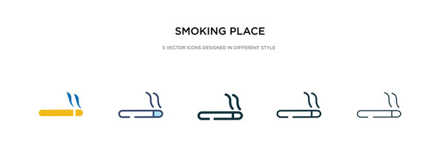 smoking place icon in different style vector illustration. two colored and black smoking place vector icons designed in filled, outline, line and stroke style can be used for web, mobile, ui