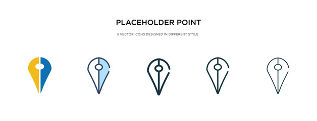 placeholder point icon in different style vector illustration. two colored and black placeholder point vector icons designed in filled, outline, line and stroke style can be used for web, mobile, ui
