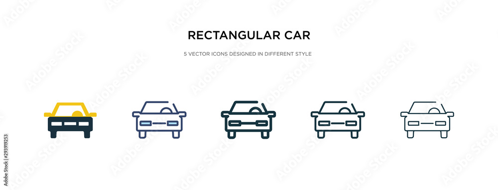 Poster rectangular car icon in different style vector illustration. two colored and black rectangular car v