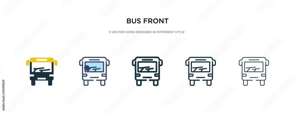 Poster bus front icon in different style vector illustration. two colored and black bus front vector icons 