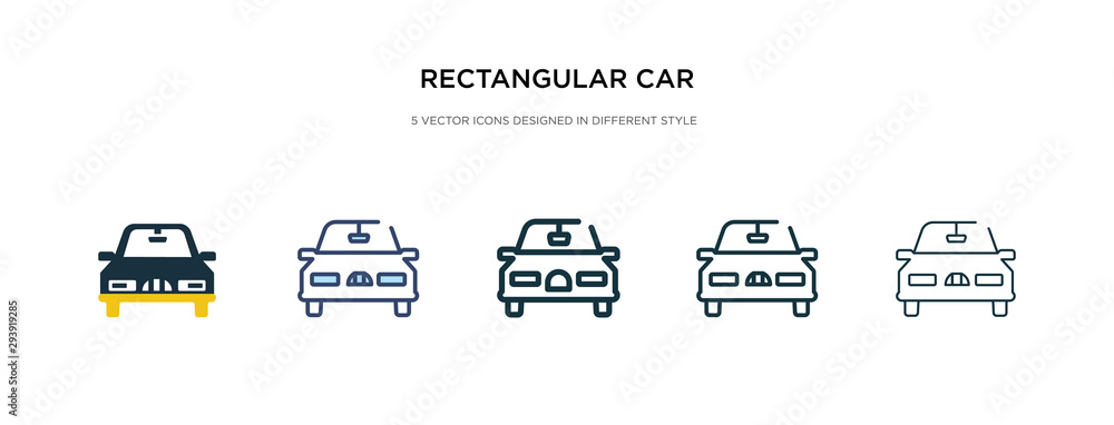 Poster rectangular car front icon in different style vector illustration. two colored and black rectangular