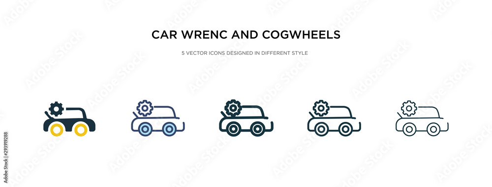 Poster car wrenc and cogwheels icon in different style vector illustration. two colored and black car wrenc