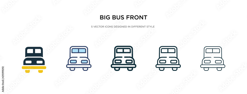 Poster big bus front icon in different style vector illustration. two colored and black big bus front vecto