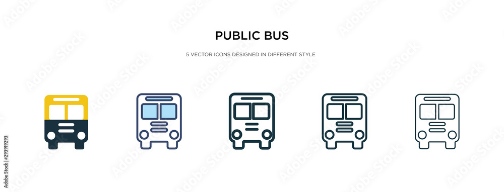 Poster public bus icon in different style vector illustration. two colored and black public bus vector icon