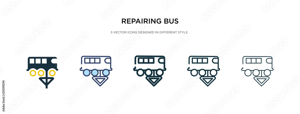 Poster repairing bus icon in different style vector illustration. two colored and black repairing bus vecto