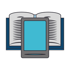 book and smartphone isolated icon