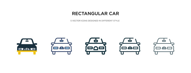 rectangular car front icon in different style vector illustration. two colored and black rectangular car front vector icons designed in filled, outline, line and stroke style can be used for web,