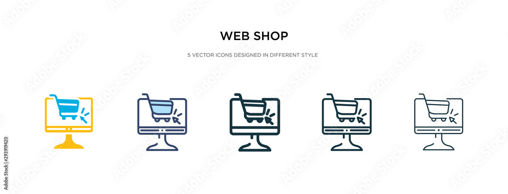 Poster web shop icon in different style vector illustration. two colored and black web shop vector icons de