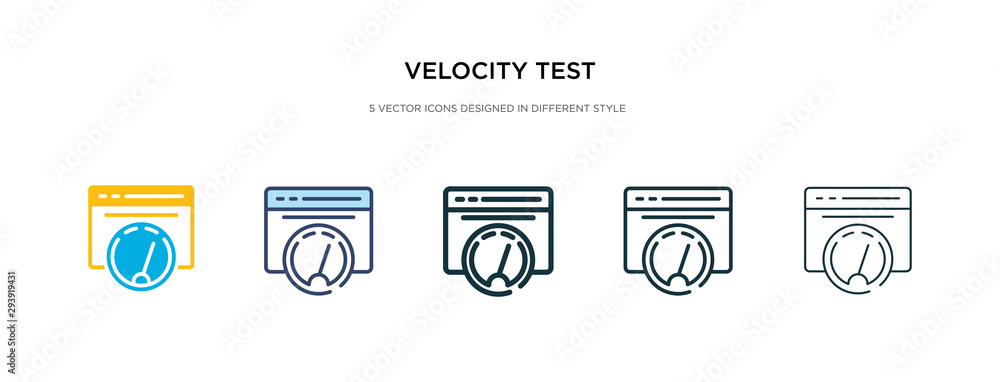 Poster velocity test icon in different style vector illustration. two colored and black velocity test vecto