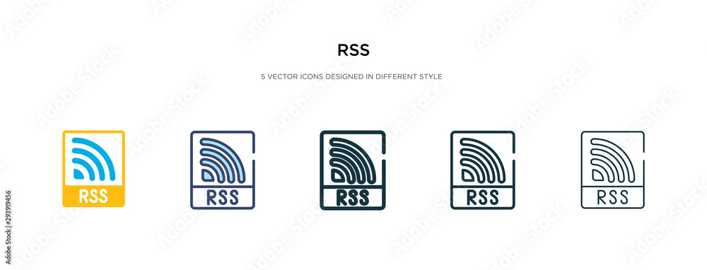 Poster rss icon in different style vector illustration. two colored and black rss vector icons designed in 