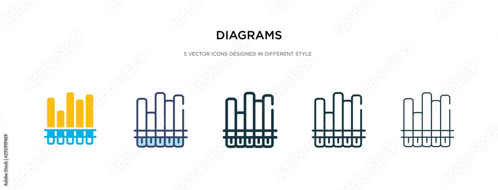 Poster diagrams icon in different style vector illustration. two colored and black diagrams vector icons de