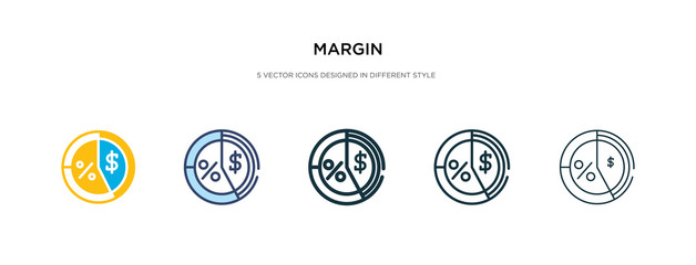 margin icon in different style vector illustration. two colored and black margin vector icons designed in filled, outline, line and stroke style can be used for web, mobile, ui - obrazy, fototapety, plakaty