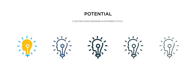 potential icon in different style vector illustration. two colored and black potential vector icons designed in filled, outline, line and stroke style can be used for web, mobile, ui