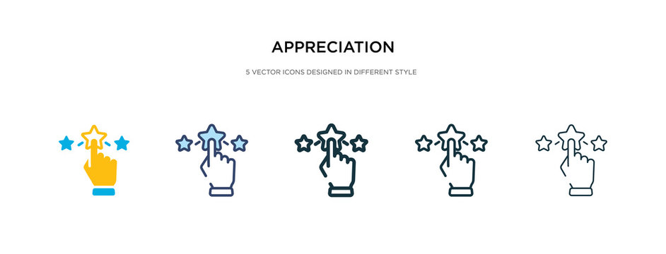 appreciation icon in different style vector illustration. two colored and black appreciation vector icons designed in filled, outline, line and stroke style can be used for web, mobile, ui