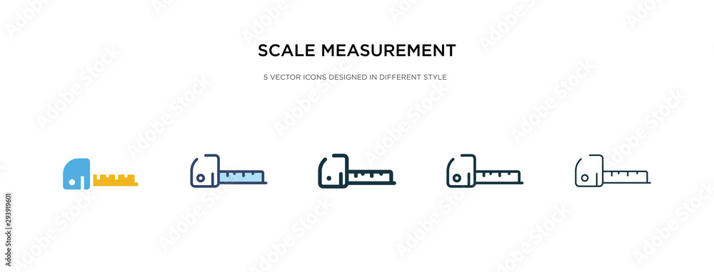 Poster scale measurement icon in different style vector illustration. two colored and black scale measureme