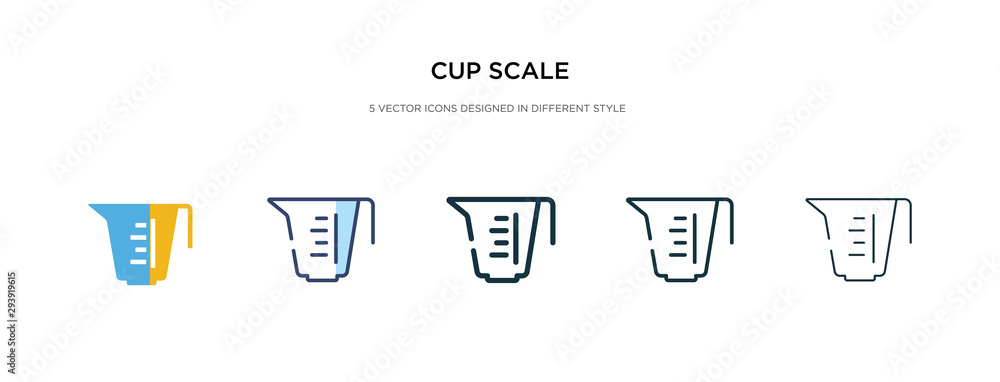 Wall mural cup scale icon in different style vector illustration. two colored and black cup scale vector icons designed in filled, outline, line and stroke style can be used for web, mobile, ui