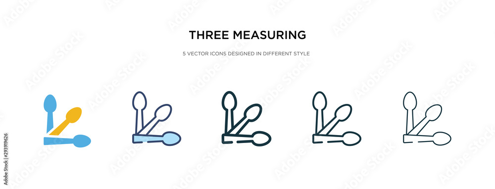 Poster three measuring spoons icon in different style vector illustration. two colored and black three meas