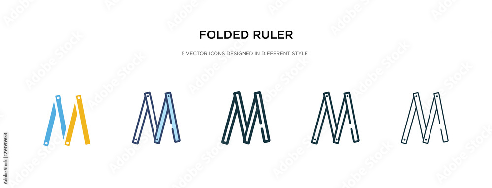 Poster folded ruler icon in different style vector illustration. two colored and black folded ruler vector 
