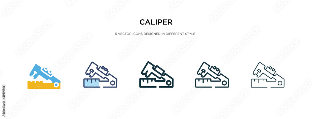 Poster caliper icon in different style vector illustration. two colored and black caliper vector icons desi