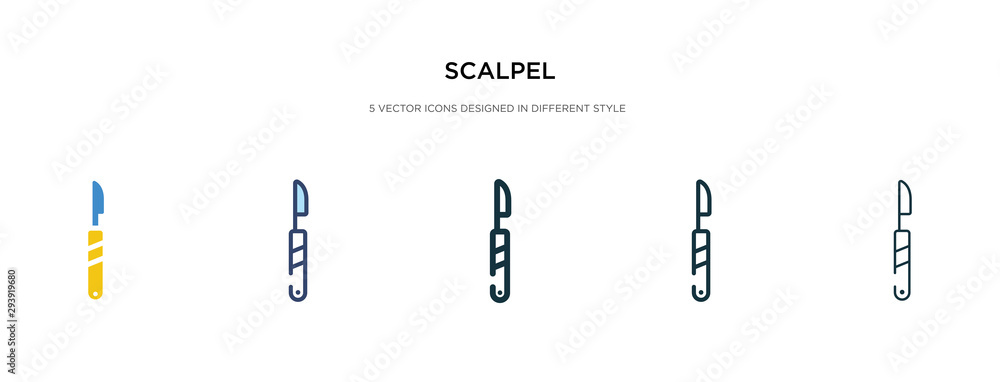Poster scalpel icon in different style vector illustration. two colored and black scalpel vector icons desi