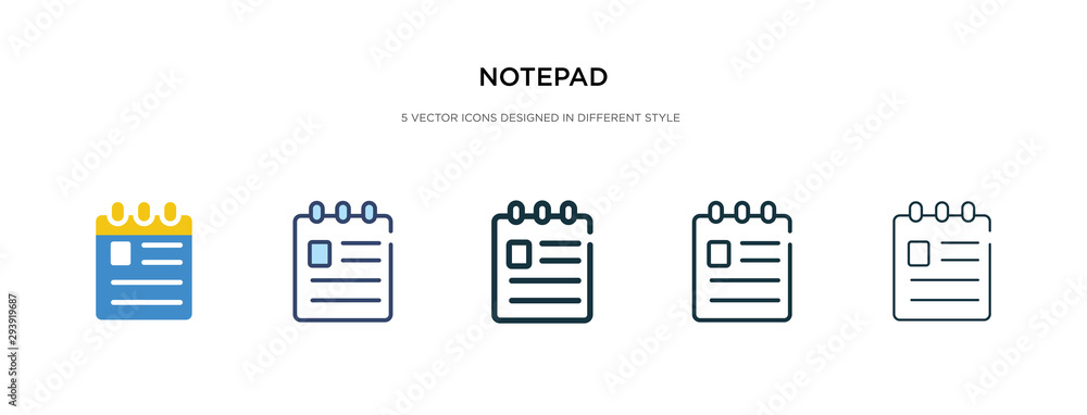 Poster notepad icon in different style vector illustration. two colored and black notepad vector icons desi