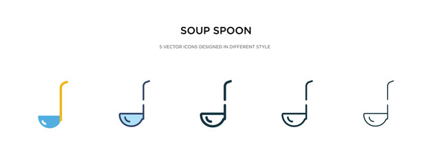 soup spoon icon in different style vector illustration. two colored and black soup spoon vector icons designed in filled, outline, line and stroke style can be used for web, mobile, ui