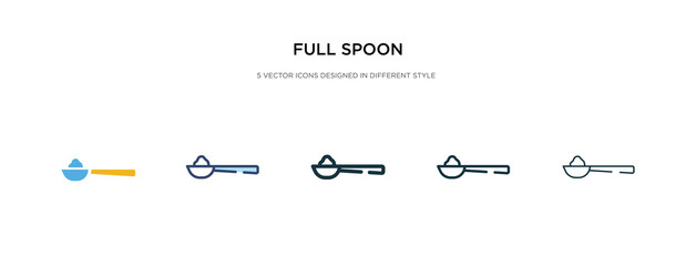 full spoon icon in different style vector illustration. two colored and black full spoon vector icons designed in filled, outline, line and stroke style can be used for web, mobile, ui