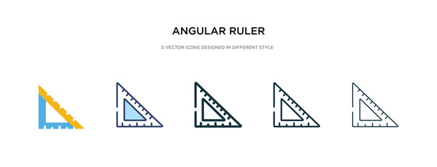 angular ruler icon in different style vector illustration. two colored and black angular ruler vector icons designed in filled, outline, line and stroke style can be used for web, mobile, ui