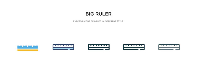 Obraz premium big ruler icon in different style vector illustration. two colored and black big ruler vector icons designed in filled, outline, line and stroke style can be used for web, mobile, ui