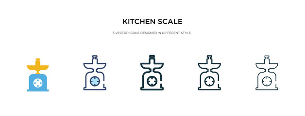 kitchen scale icon in different style vector illustration. two colored and black kitchen scale vector icons designed in filled, outline, line and stroke style can be used for web, mobile, ui