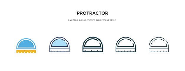 protractor icon in different style vector illustration. two colored and black protractor vector icons designed in filled, outline, line and stroke style can be used for web, mobile, ui - obrazy, fototapety, plakaty