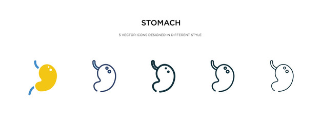 stomach icon in different style vector illustration. two colored and black stomach vector icons designed in filled, outline, line and stroke style can be used for web, mobile, ui