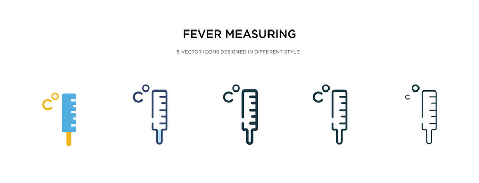 fever measuring icon in different style vector illustration. two colored and black fever measuring vector icons designed in filled, outline, line and stroke style can be used for web, mobile, ui