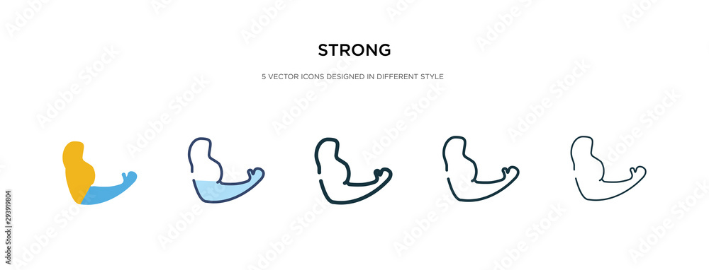 Poster strong icon in different style vector illustration. two colored and black strong vector icons design