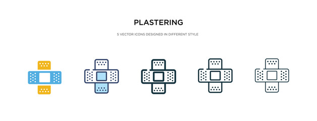 plastering icon in different style vector illustration. two colored and black plastering vector icons designed in filled, outline, line and stroke style can be used for web, mobile, ui