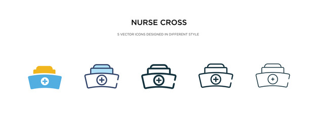 nurse cross icon in different style vector illustration. two colored and black nurse cross vector icons designed in filled, outline, line and stroke style can be used for web, mobile, ui