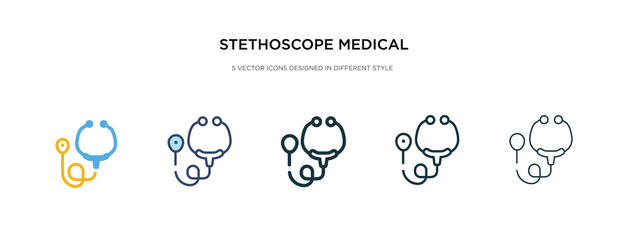 stethoscope medical heart beats control tool icon in different style vector illustration. two colored and black stethoscope medical heart beats control tool vector icons designed in filled, outline, - obrazy, fototapety, plakaty