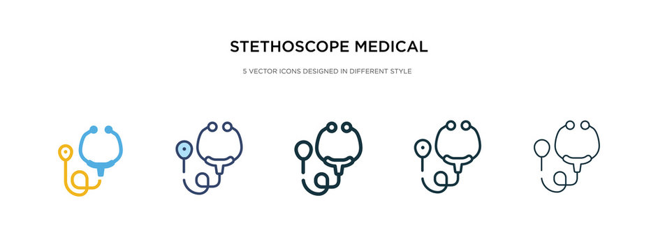 stethoscope medical heart beats control tool icon in different style vector illustration. two colored and black stethoscope medical heart beats control tool vector icons designed in filled, outline,