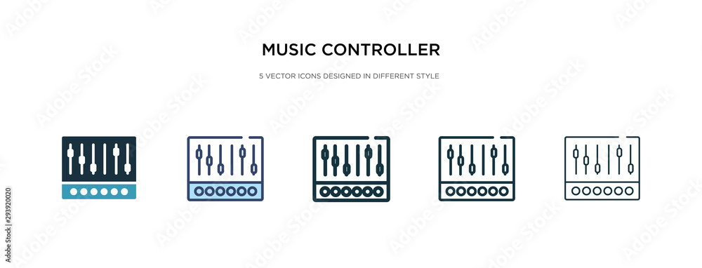Poster music controller icon in different style vector illustration. two colored and black music controller