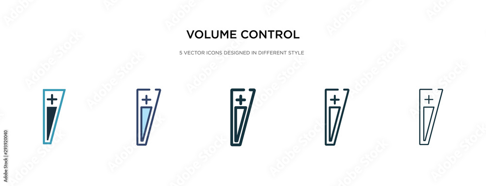 Poster volume control icon in different style vector illustration. two colored and black volume control vec