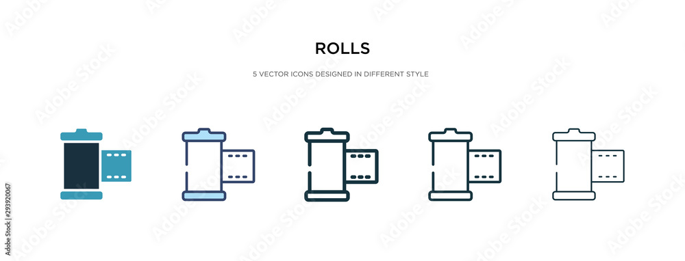 Poster rolls icon in different style vector illustration. two colored and black rolls vector icons designed