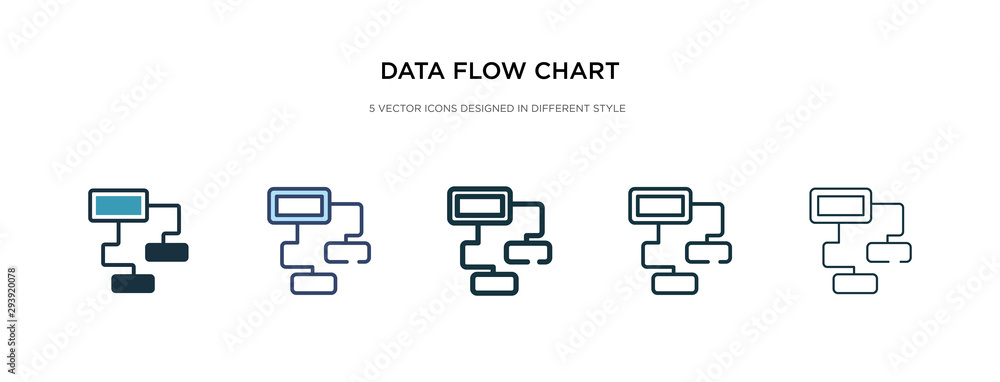 Poster data flow chart icon in different style vector illustration. two colored and black data flow chart v