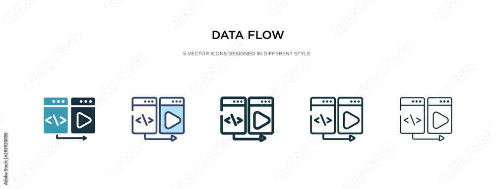 Poster data flow icon in different style vector illustration. two colored and black data flow vector icons 