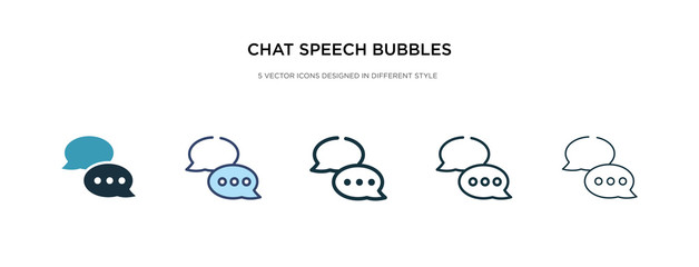 chat speech bubbles icon in different style vector illustration. two colored and black chat speech bubbles vector icons designed in filled, outline, line and stroke style can be used for web,