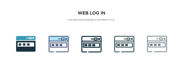 web log in icon in different style vector illustration. two colored and black web log in vector icons designed filled, outline, line and stroke style can be used for web, mobile, ui