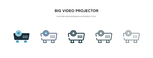 big video projector icon in different style vector illustration. two colored and black big video projector vector icons designed in filled, outline, line and stroke style can be used for web,