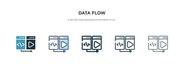 data flow icon in different style vector illustration. two colored and black data flow vector icons designed in filled, outline, line and stroke style can be used for web, mobile, ui
