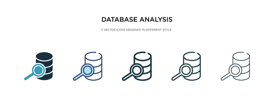 database analysis icon in different style vector illustration. two colored and black database analysis vector icons designed in filled, outline, line and stroke style can be used for web, mobile, ui