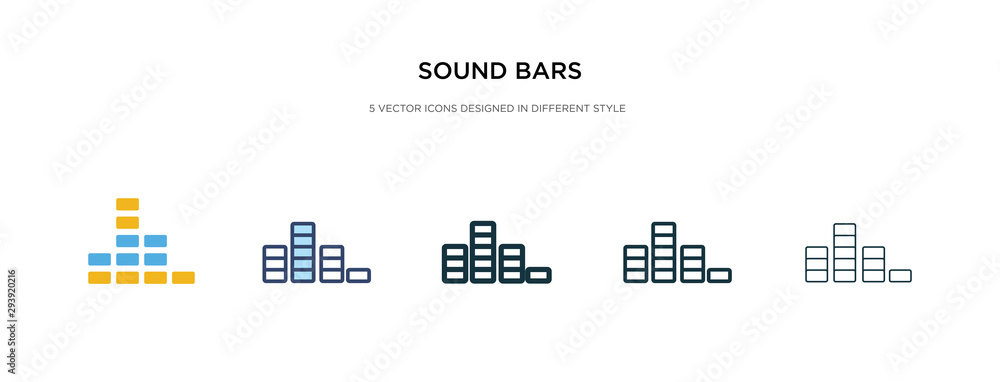 Poster sound bars icon in different style vector illustration. two colored and black sound bars vector icon